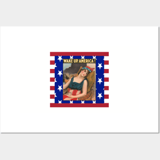 Wake Up America USA United States Flag Patriotic Old Glory Posters and Art